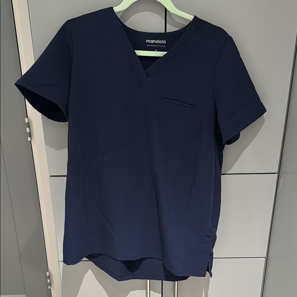 Mandala Navy Maternity Scrub Set Small